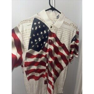 American Summer Men's Short Sleeve Polo Shirt Size M All Over Print AOP